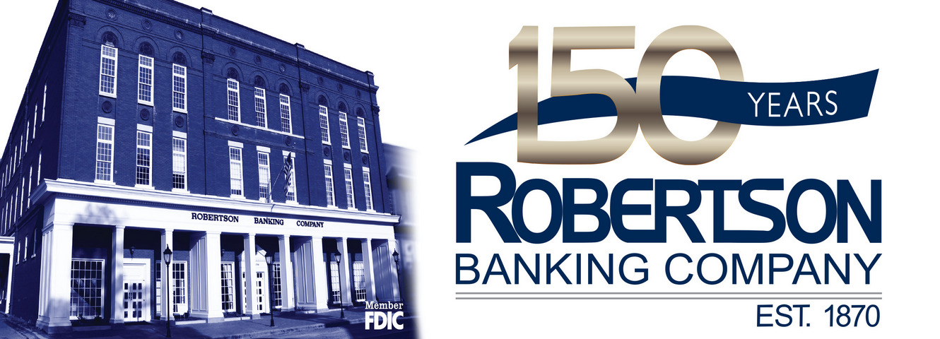 image of Robertson Banking Company with 150 year logo